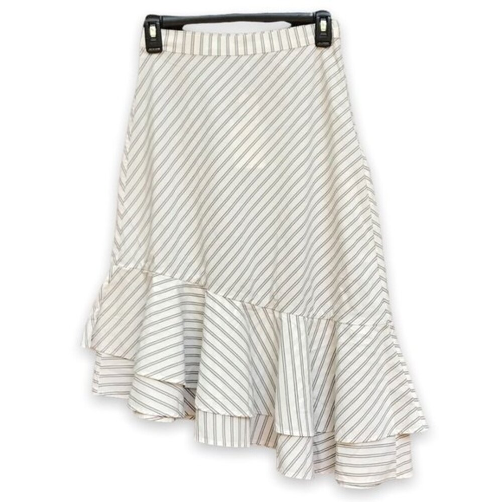 NWT Joie Yenene Porcelain Shirting Stripe Asymmetrical Skirt Women's Size 2